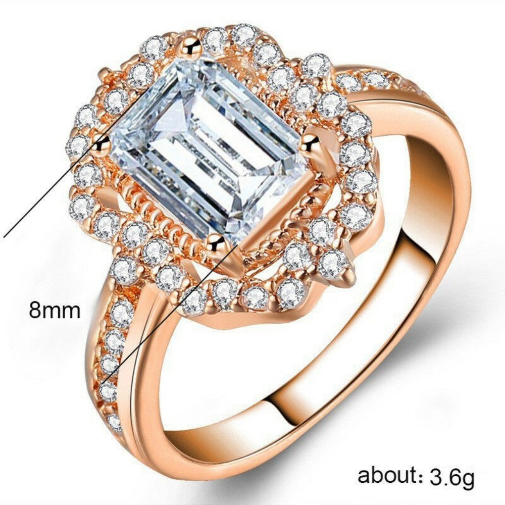 Rose Gold Emerald Cut Ring - Picture 2 of 5